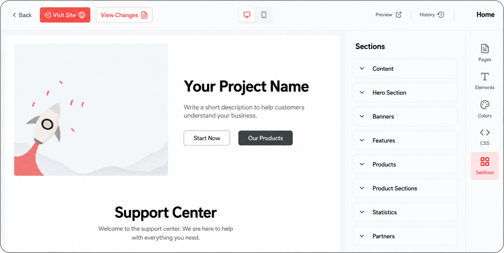 Website builder showcasing a gym site template