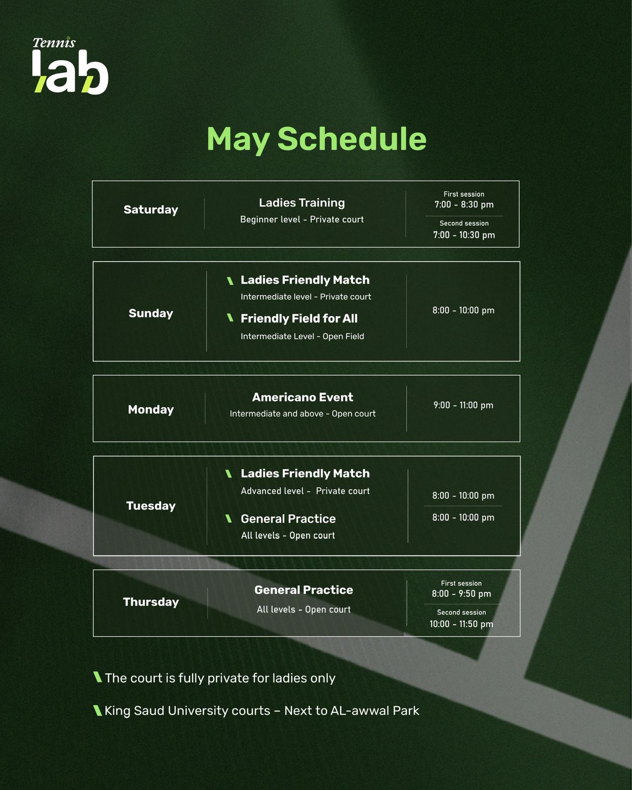 May schedule